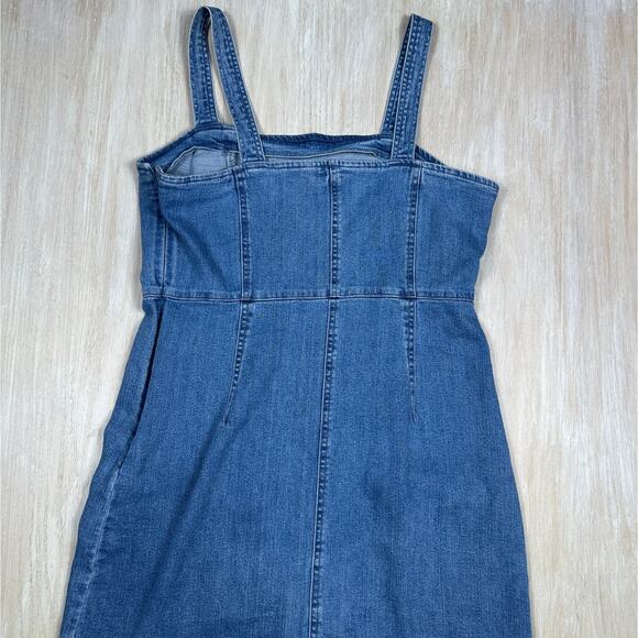 Vero Moda Blue Denim Button Front Sleeveless Bodycon Summer Midi Dress Large - Picture 11 of 12